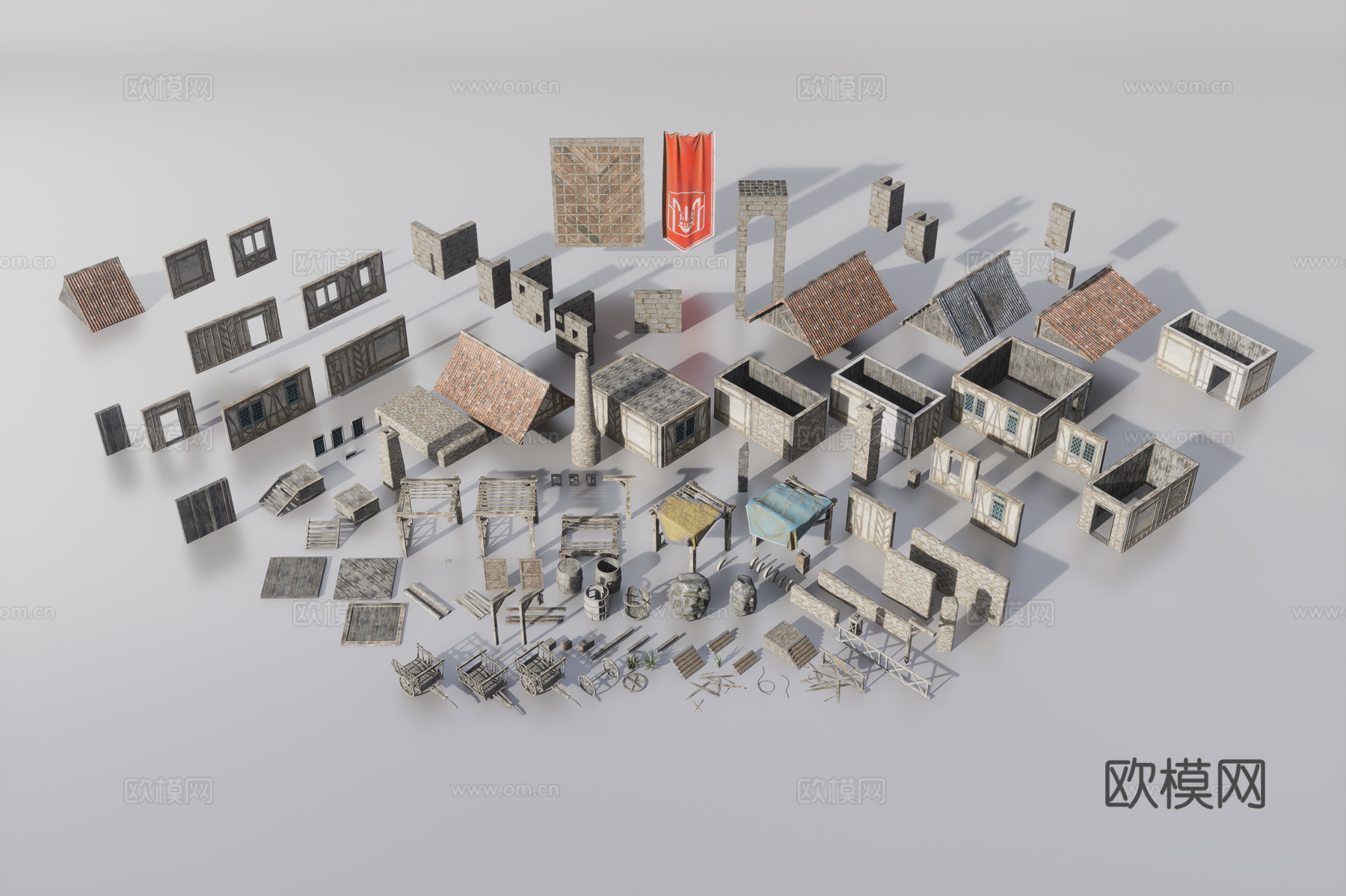 中式建筑及家具3d模型