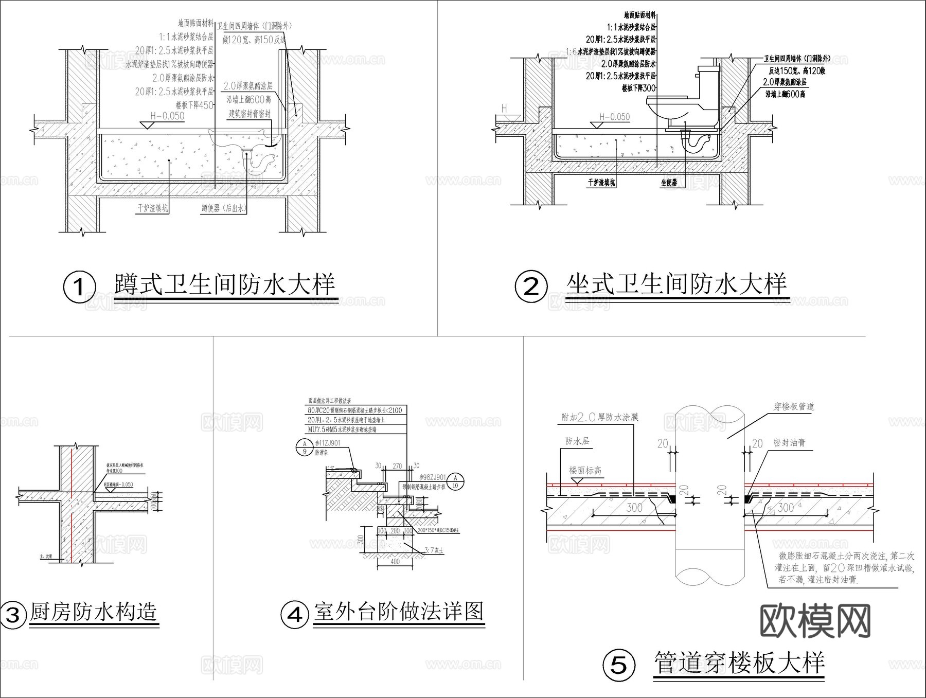 现代新中式三层自建房、别墅建筑设计cad施工图