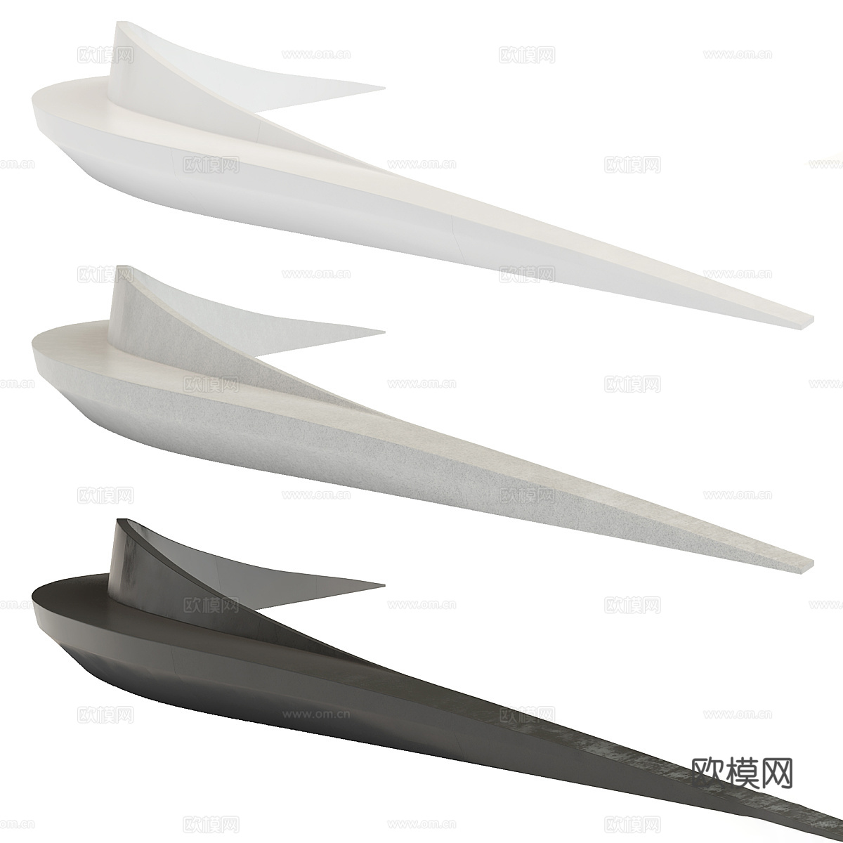 现代户外弧形长凳3d模型