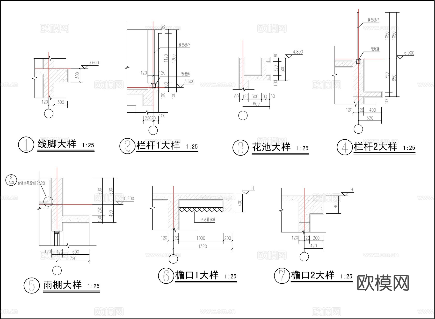 现代新中式三层自建房、别墅建筑设计cad施工图