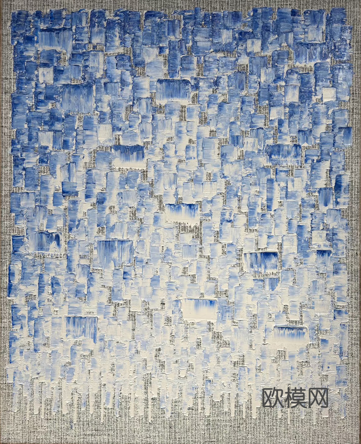 蓝色渐变抽象肌理挂画