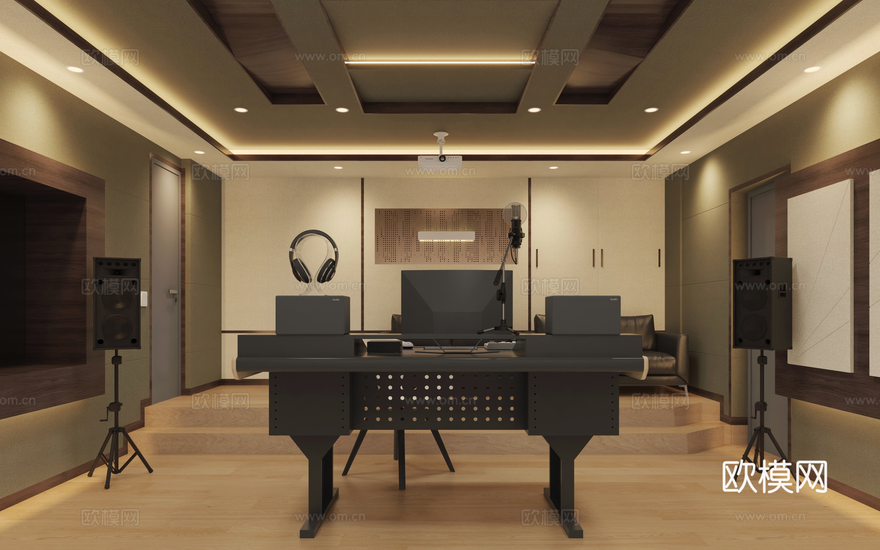 现代录音室录音棚3d模型
