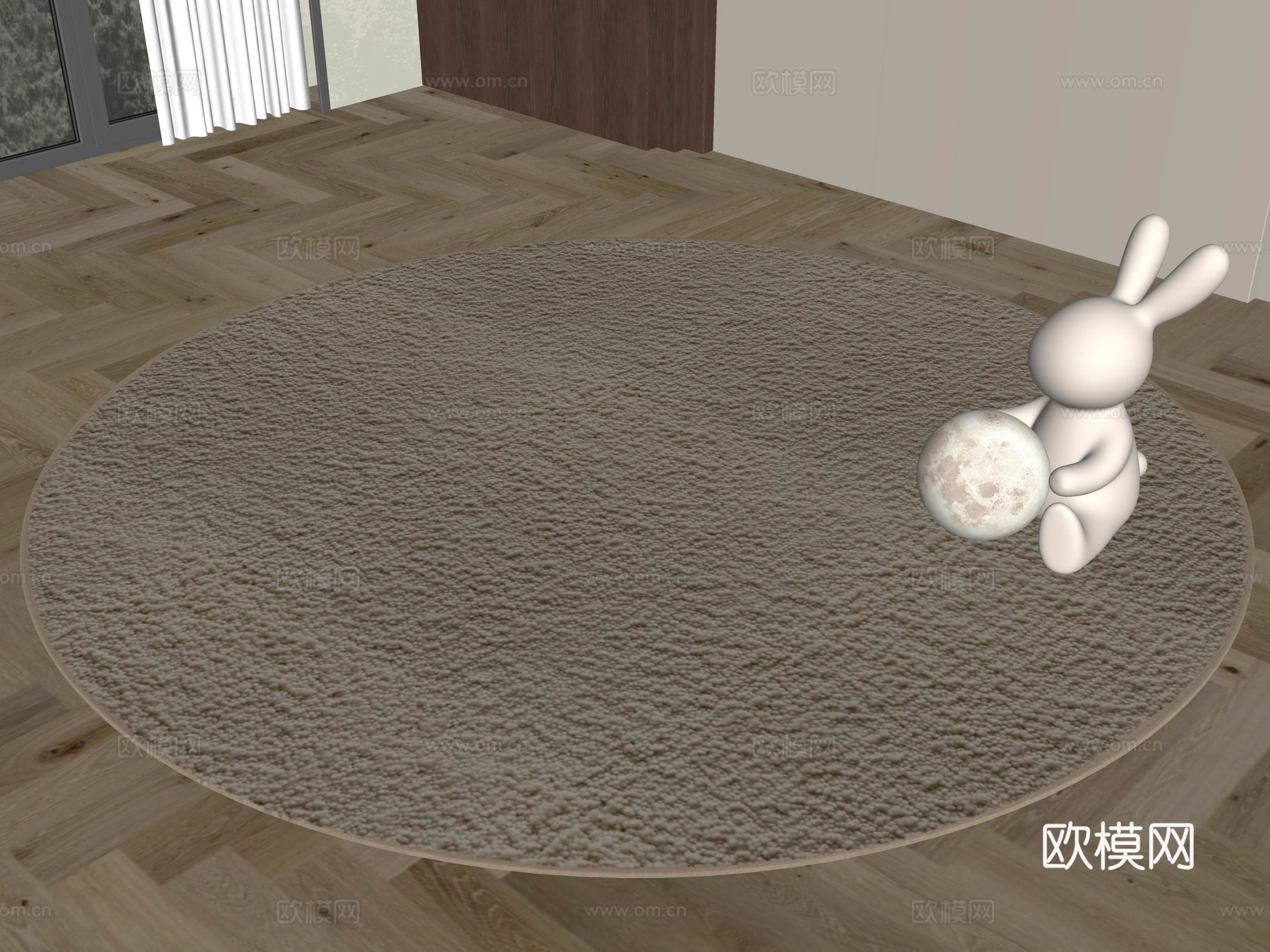 现代地毯 毛绒地毯 奶油风地毯 客厅地毯 圆形地毯 侘寂风地su模型