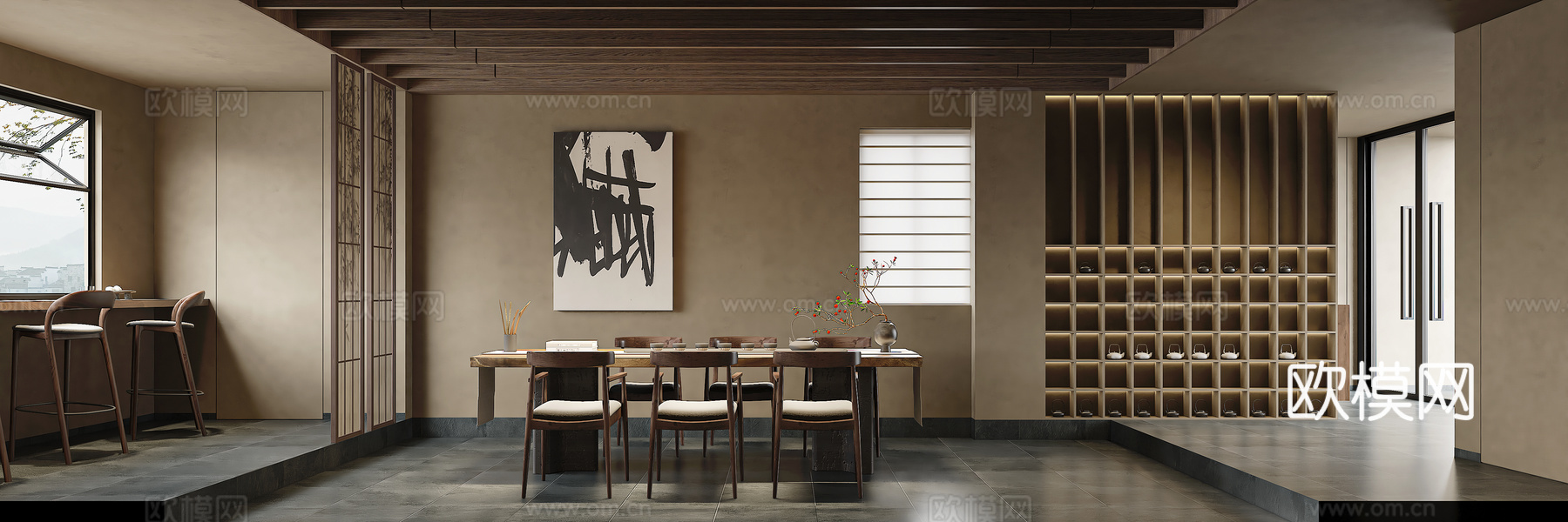 新中式、茶室、店铺3d模型