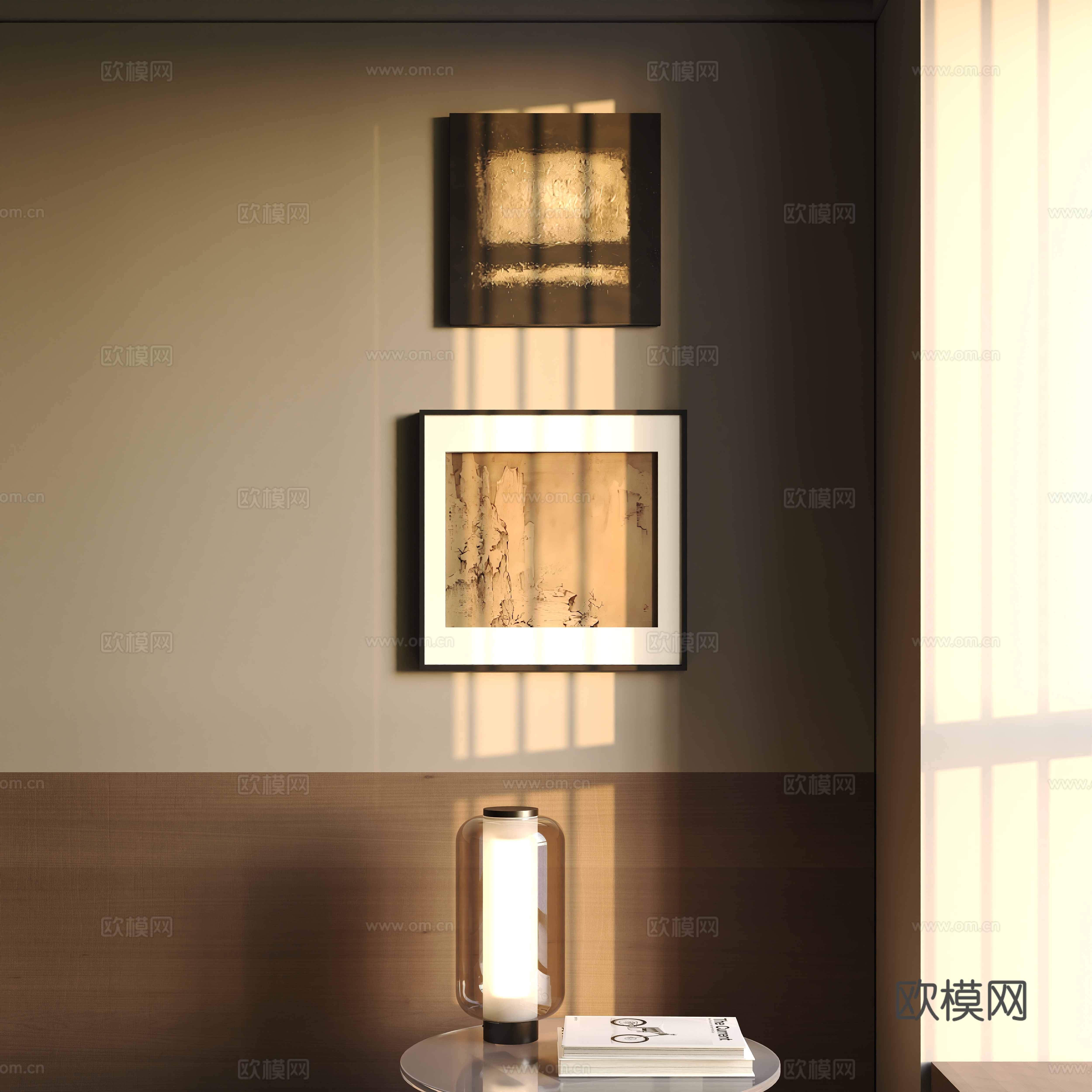 现代中古装饰画组合画su模型