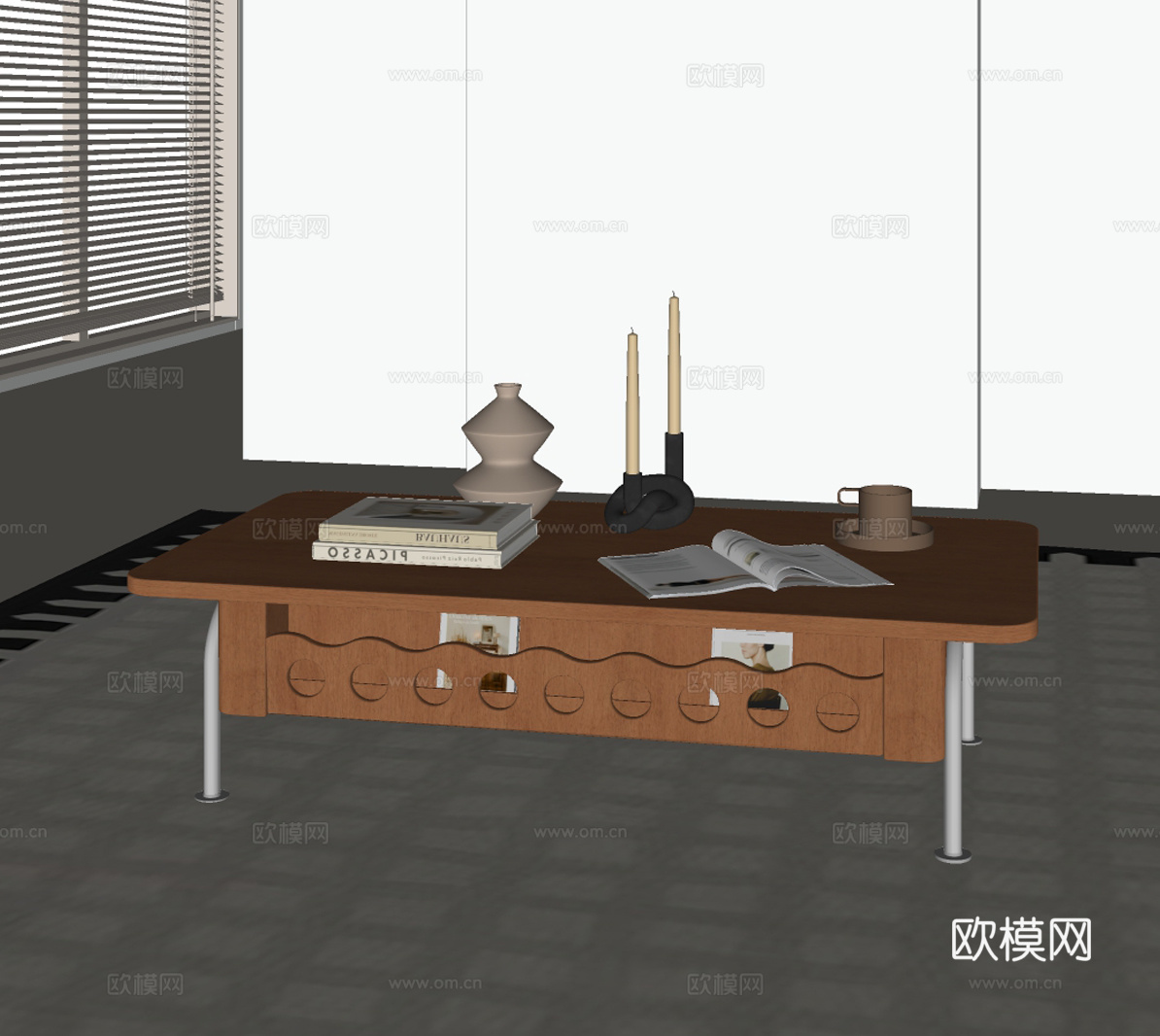 中古实木茶几su模型