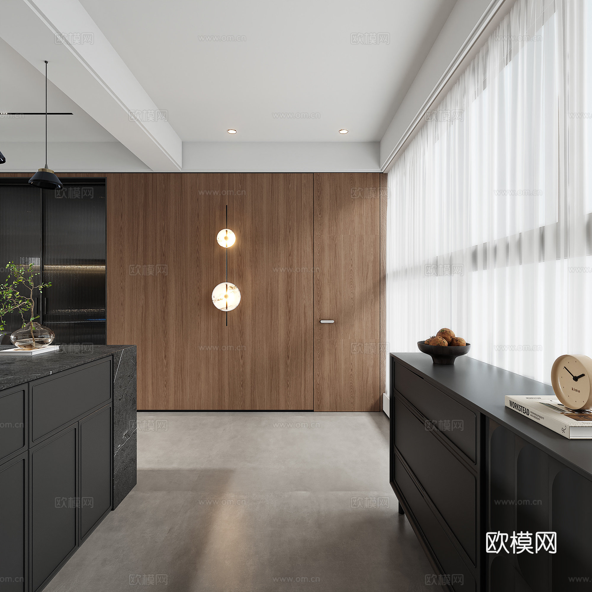 现代 简约 客厅 餐厅 入户 阳台 品茶区3d模型