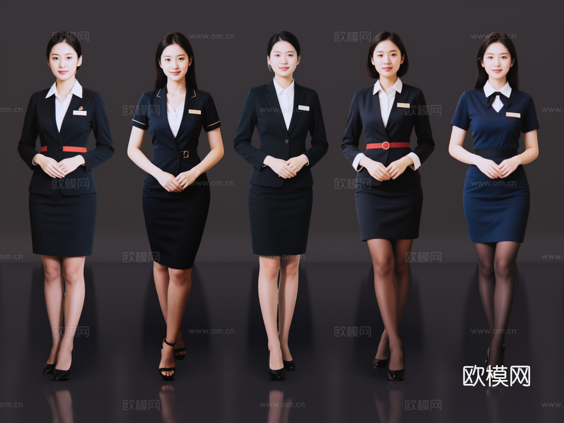 女人 2D现代人物 前台小姐 前台美女 服务员 商务美女su模型