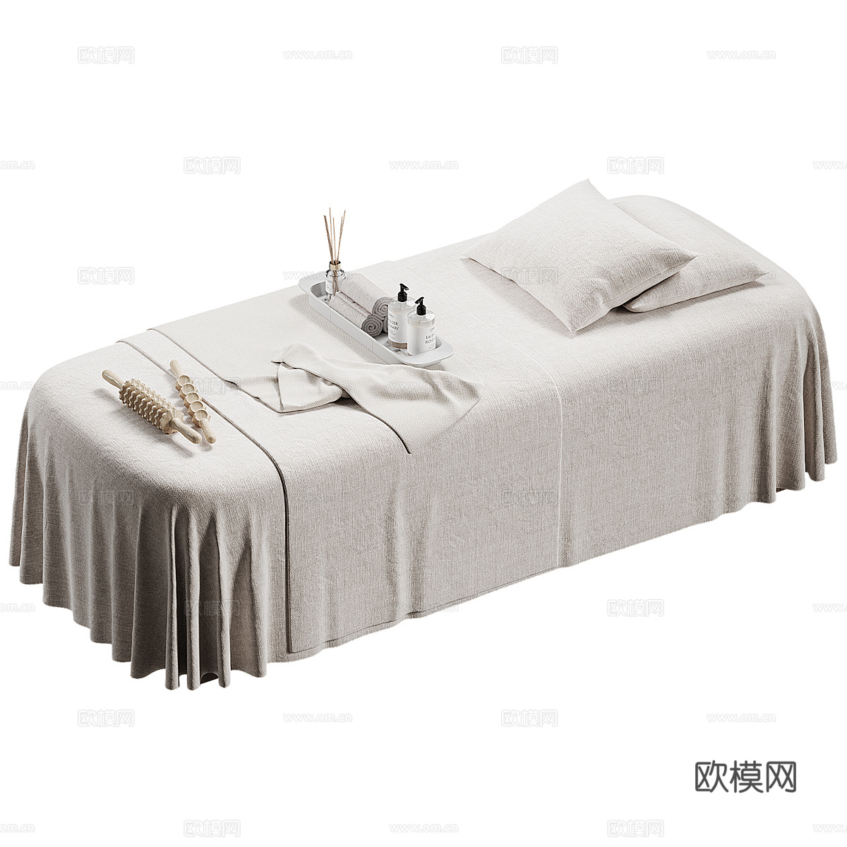 现代奶油风水疗按摩床3d模型