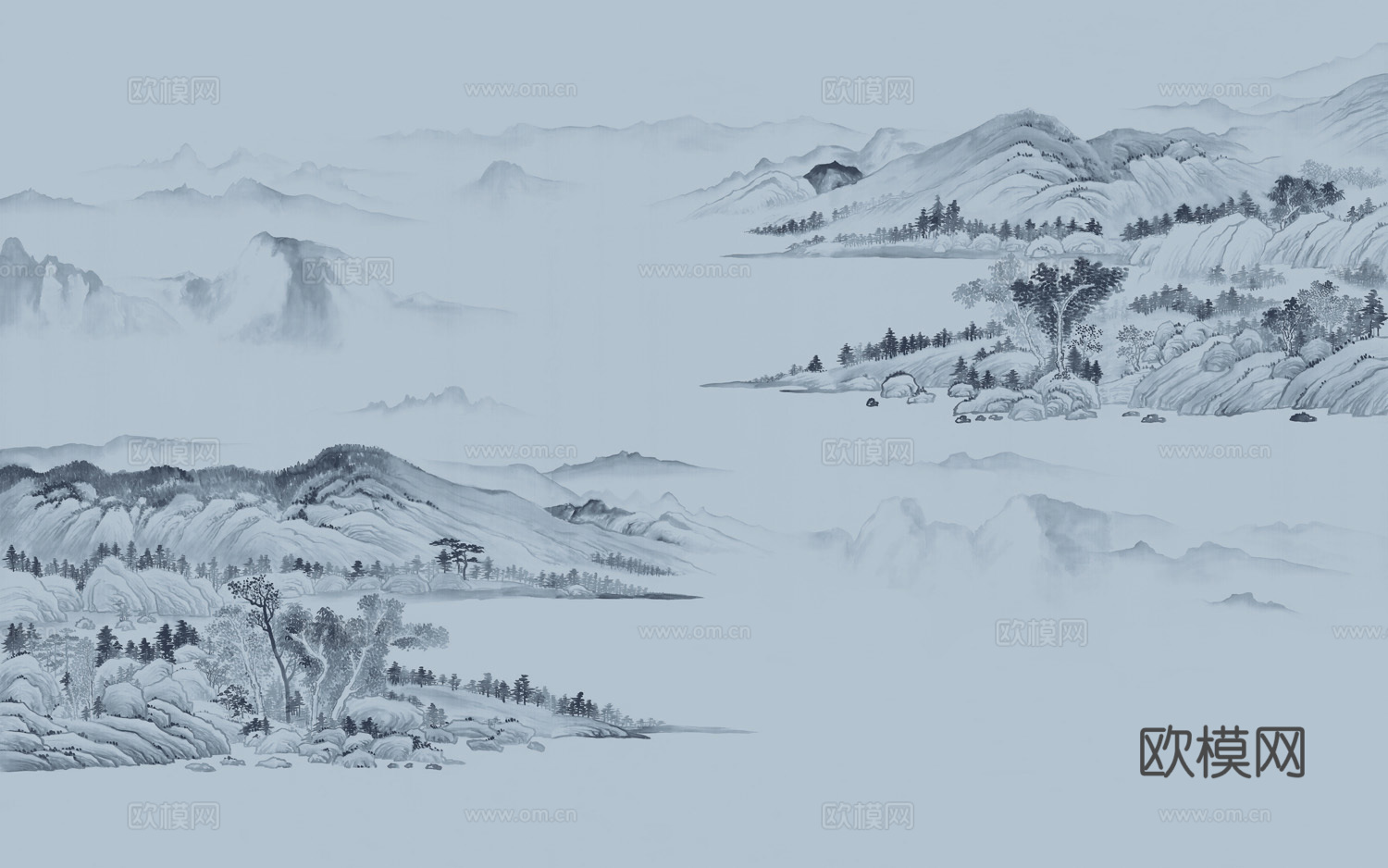 中式新中式高清山水意境壁纸壁画装饰画