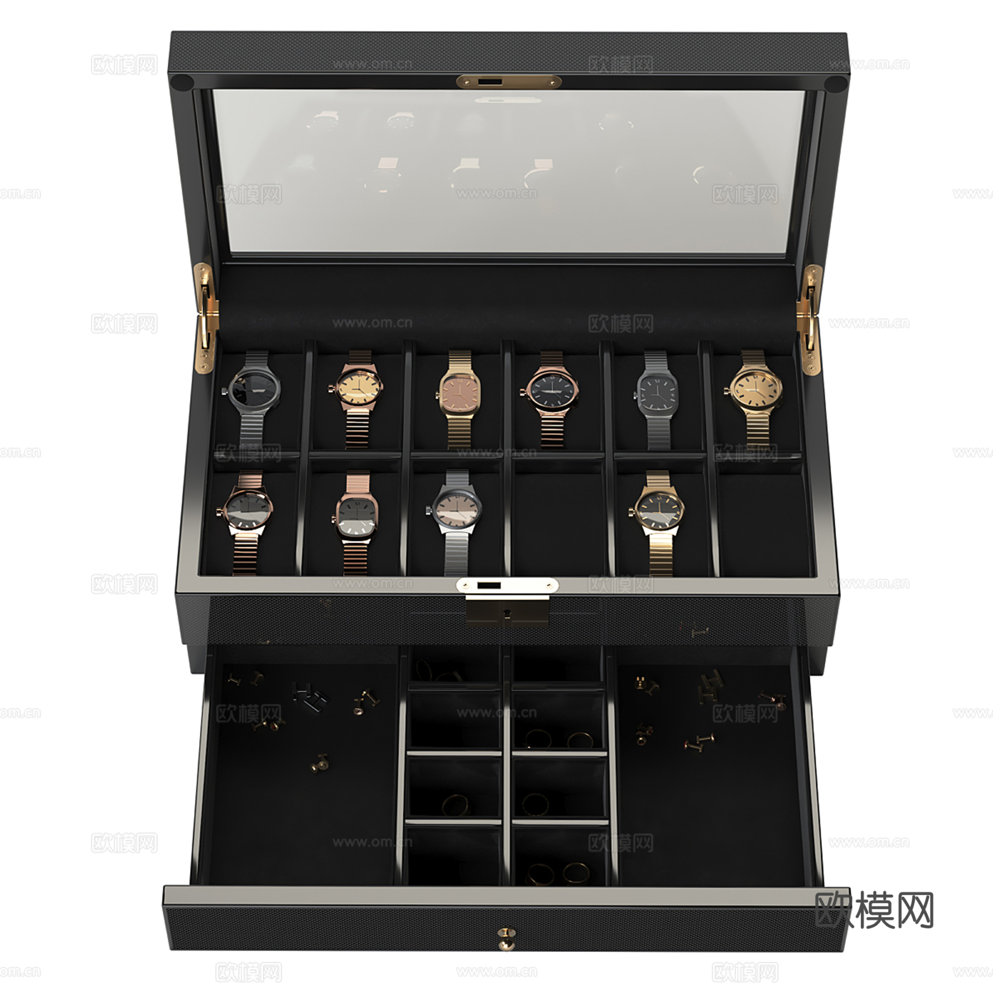 现代轻奢手表展示盒 首饰盒su模型