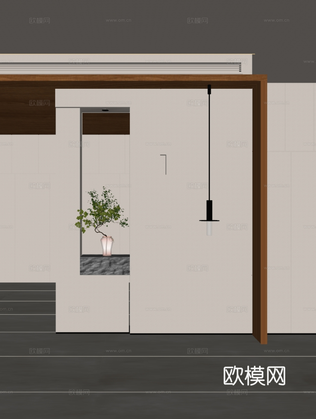 北欧 奶油风 几何造型 吊灯 隔断 端景 玄关su模型下载（渲染图3）