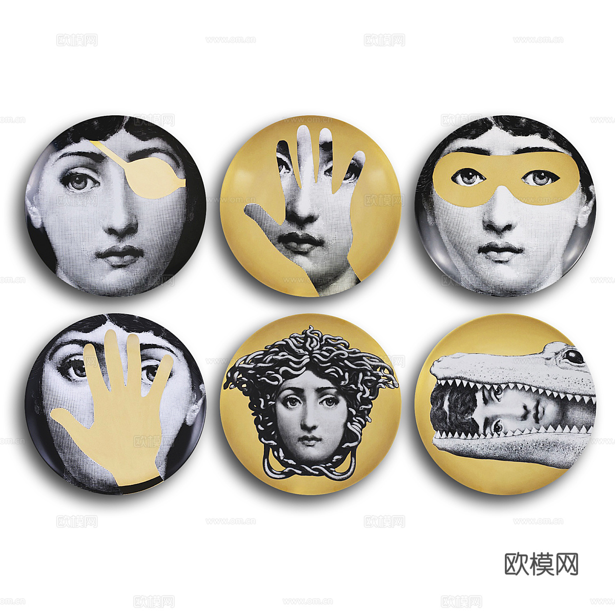 现代碗碟挂件 彩碟挂件3d模型