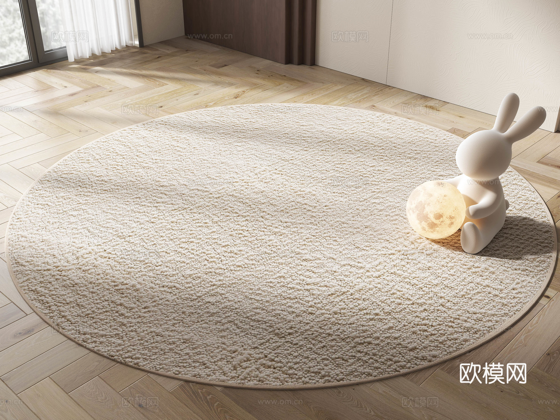 现代地毯 毛绒地毯 奶油风地毯 客厅地毯 圆形地毯 侘寂风地su模型