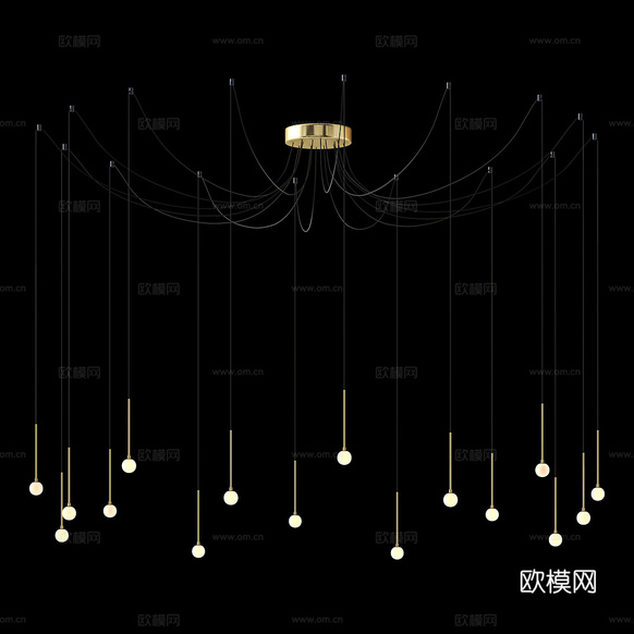 現(xiàn)代意式極簡裝飾吊燈3d模型下載(渲染圖3)