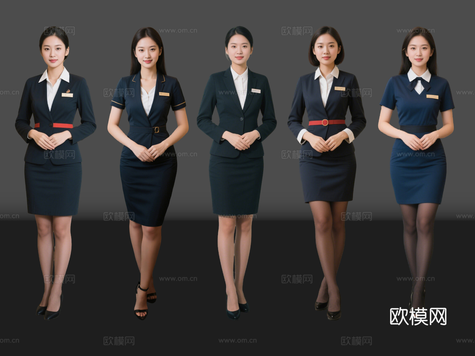 女人 2D现代人物 前台小姐 前台美女 服务员 商务美女su模型