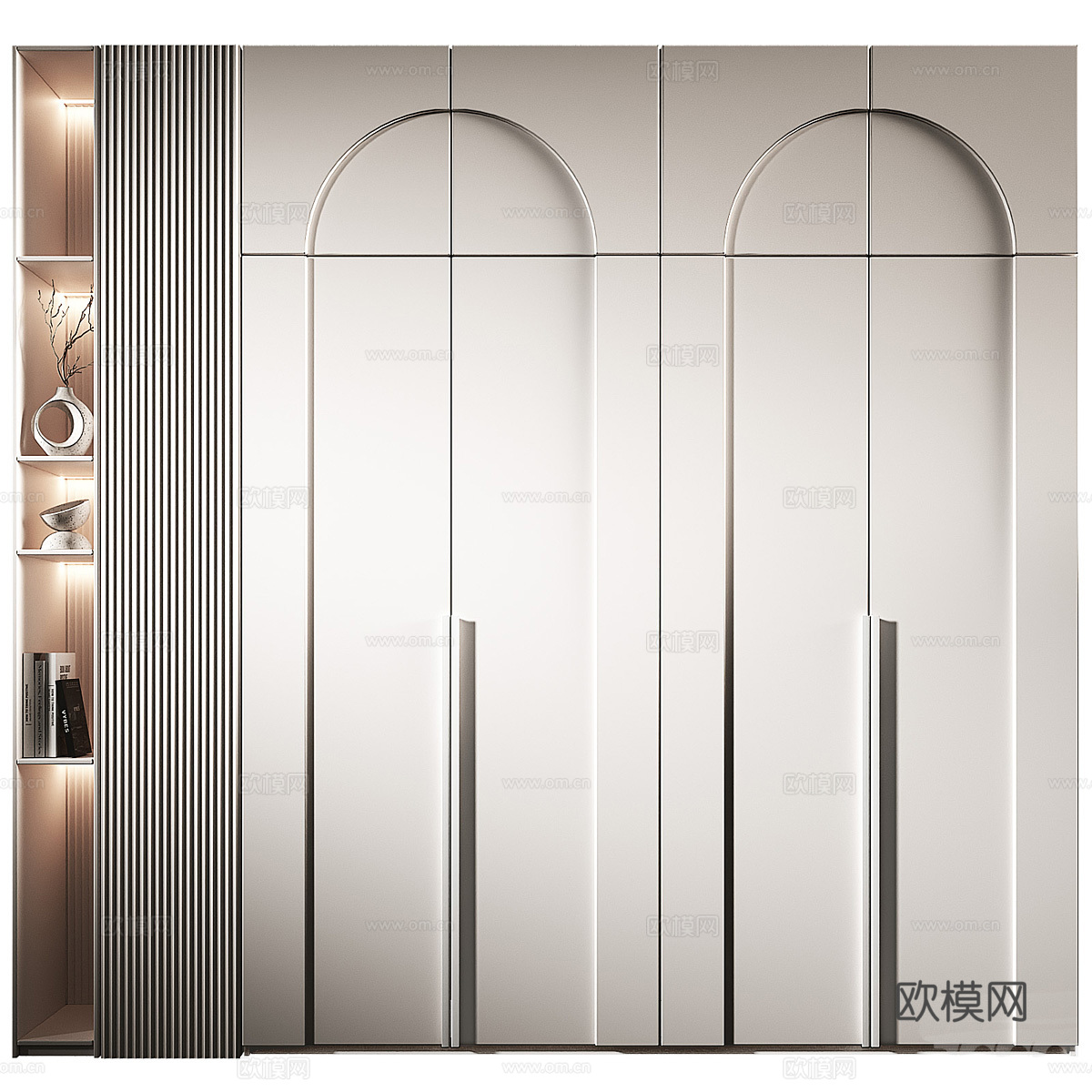 现代奶油风开门衣柜3d模型
