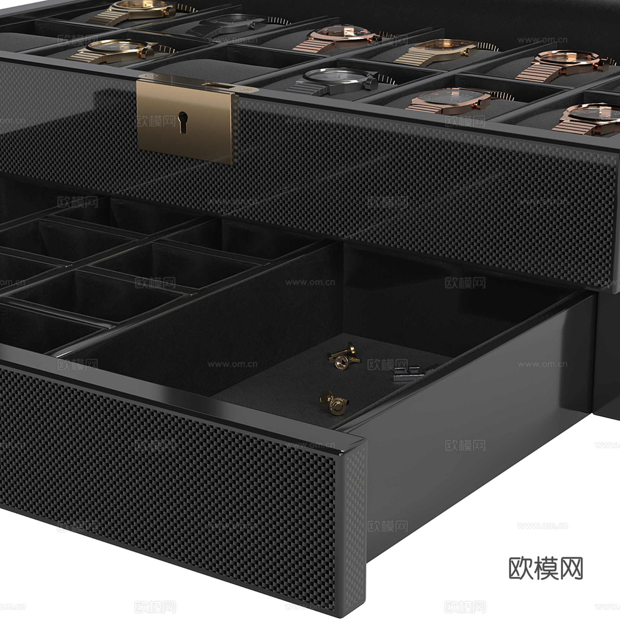 现代轻奢手表展示盒 首饰盒su模型