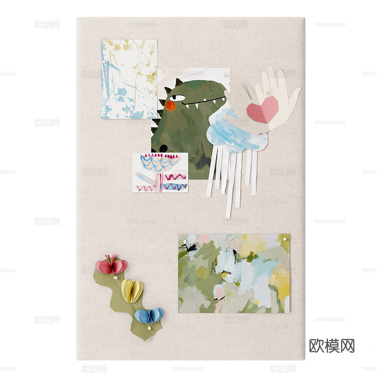 情绪板 儿童贴画 儿童剪纸3d模型