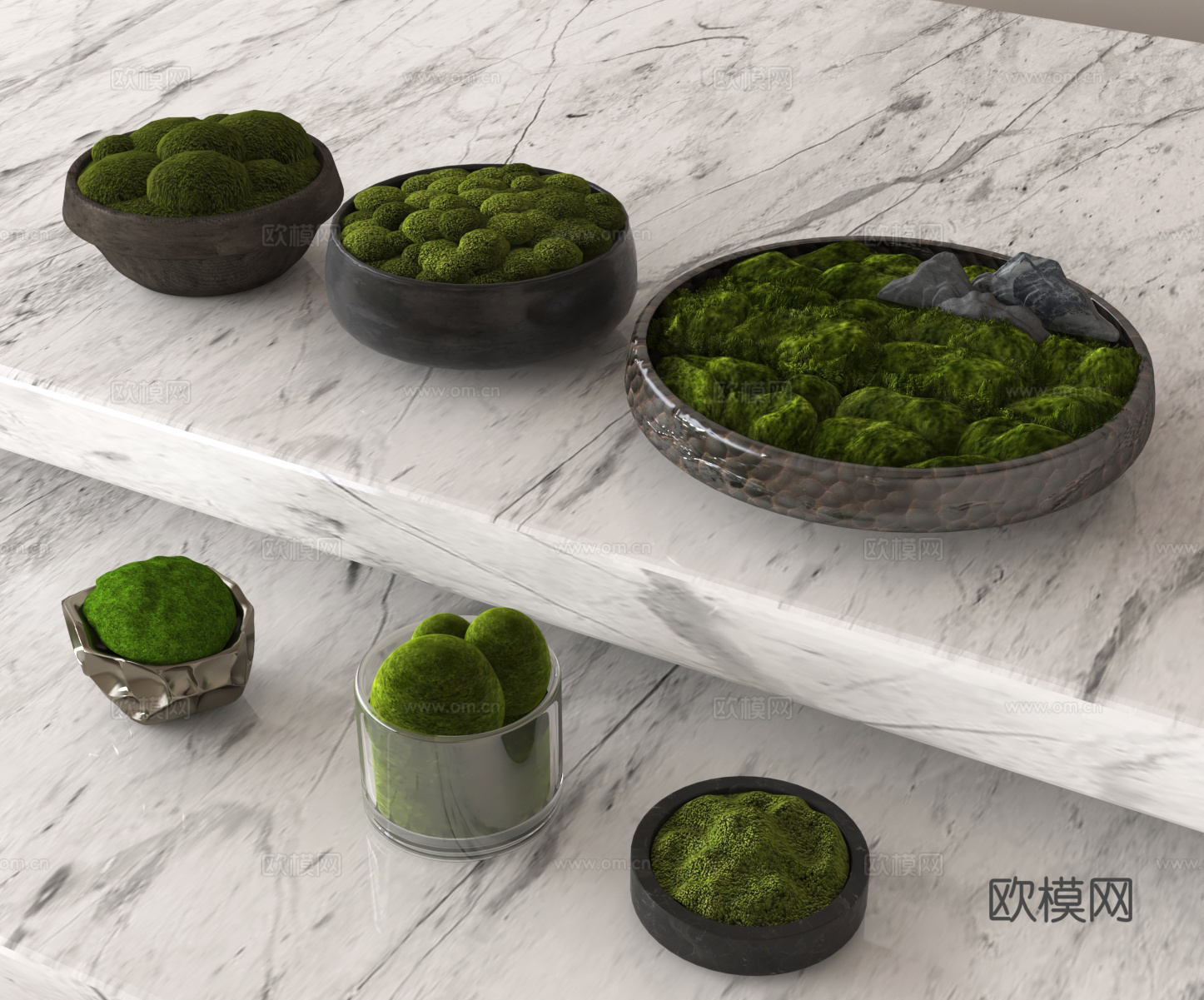 盆栽 盆景 苔藓绿植3d模型