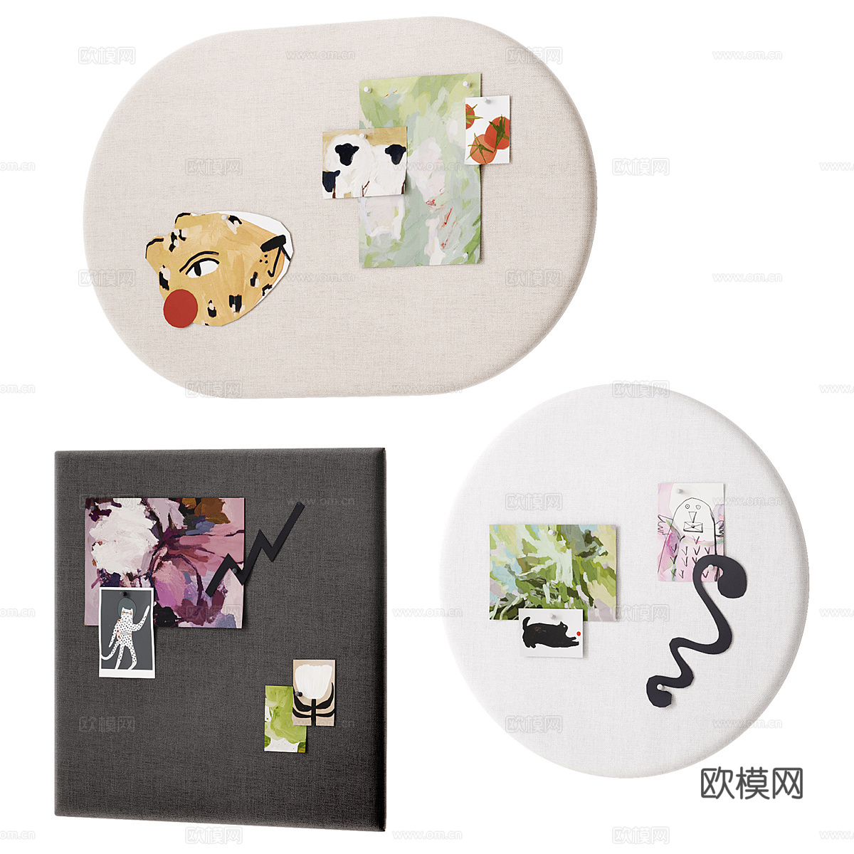 情绪板 儿童贴画 儿童剪纸3d模型