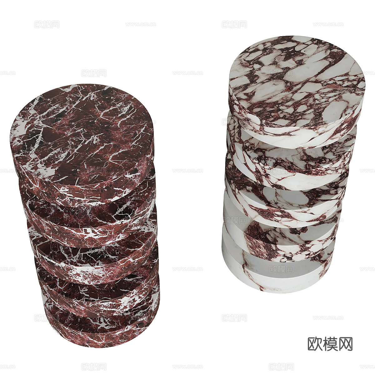现代意式大理石边几3d模型