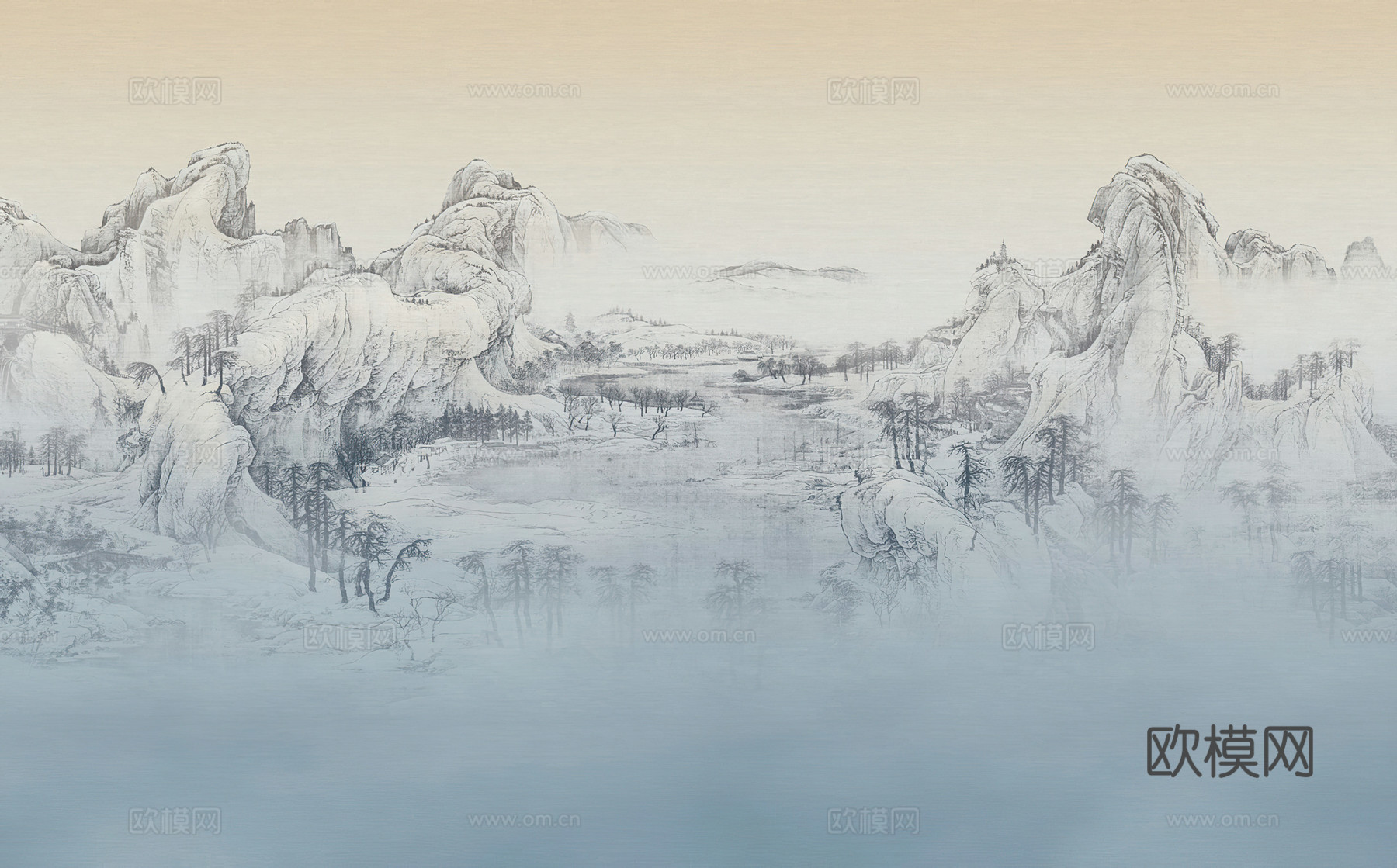 中式新中式高清山水意境壁纸壁画装饰画下载