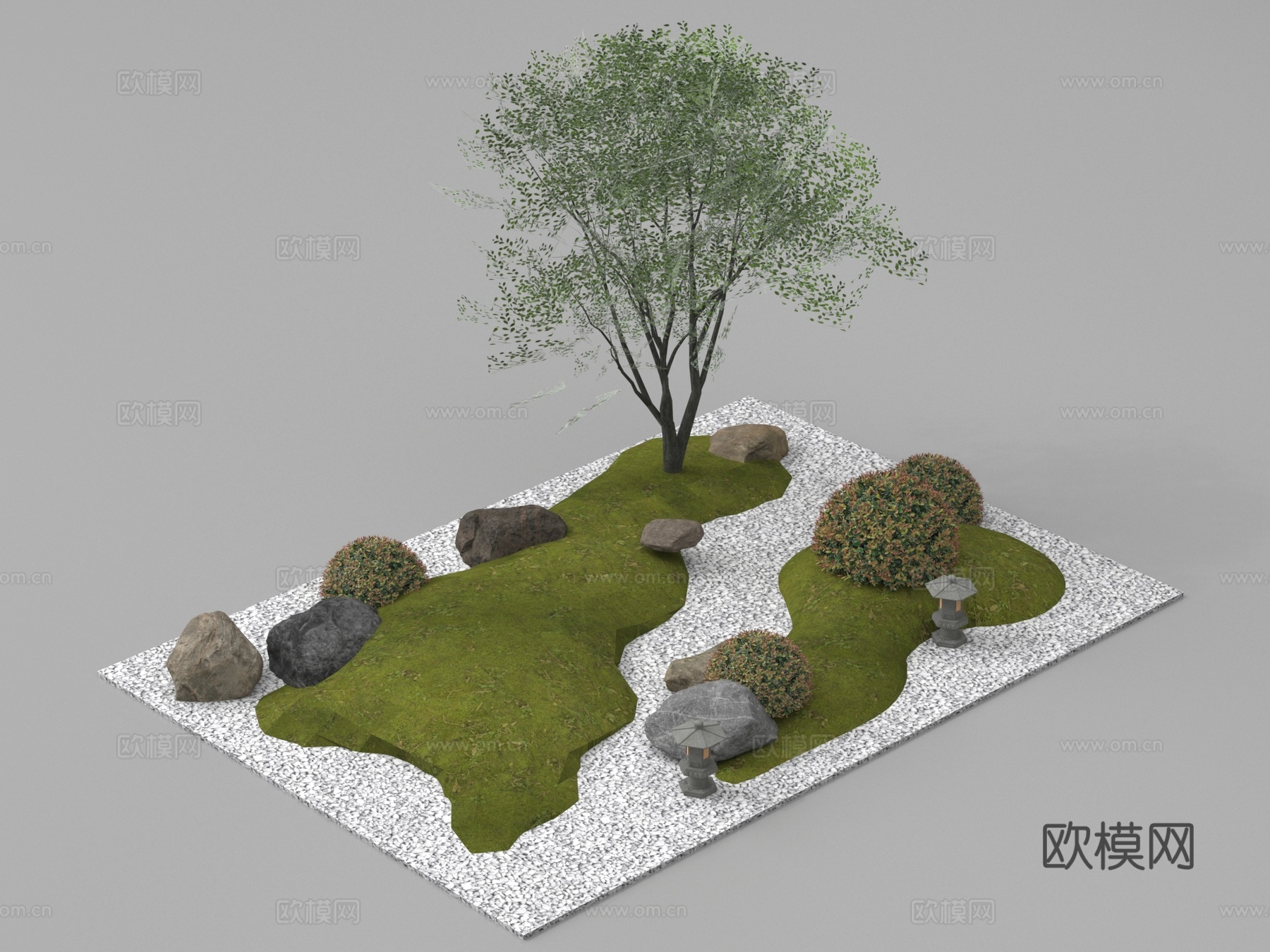 景观园路 汀步 微地形3d模型