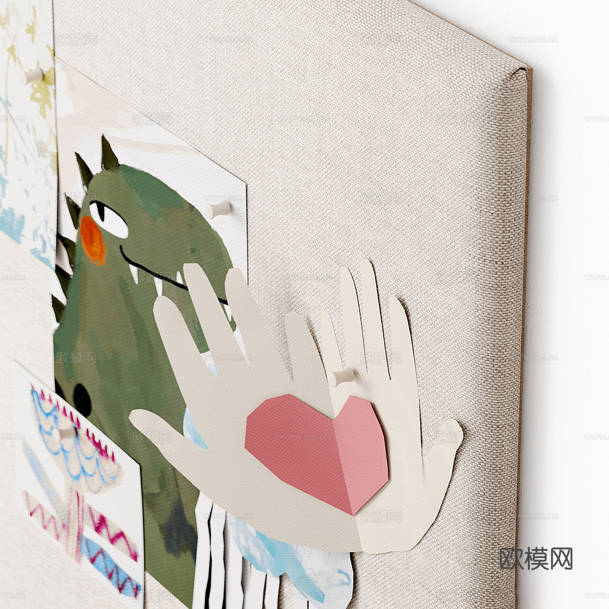 情绪板 儿童贴画 儿童剪纸3d模型
