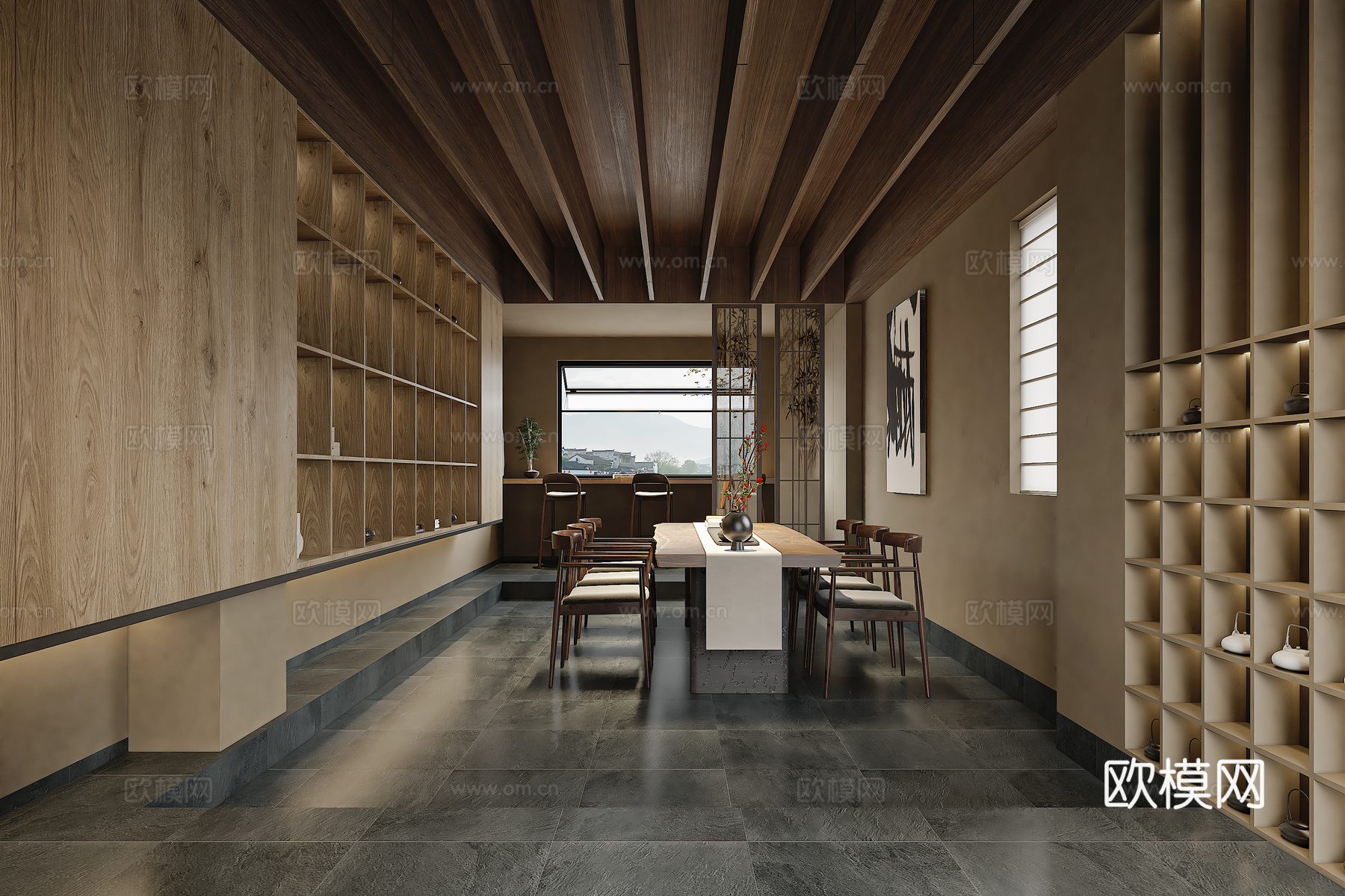 新中式、茶室、店铺3d模型