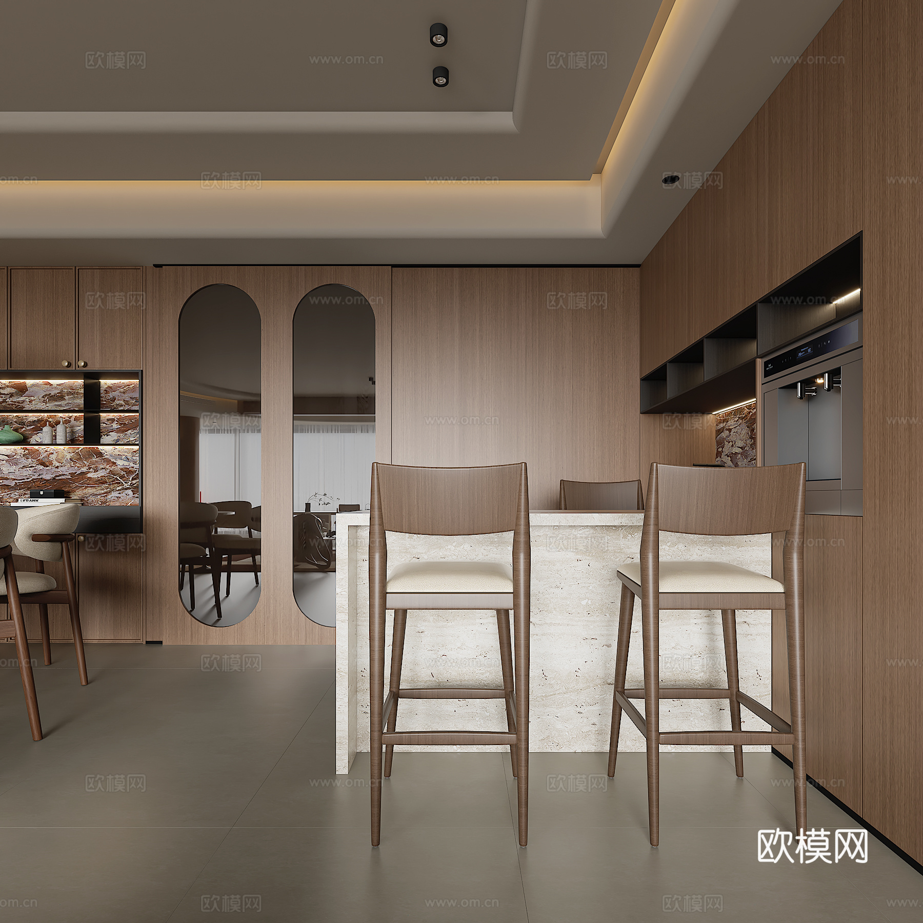 中古 客厅 餐厅 入户3d模型