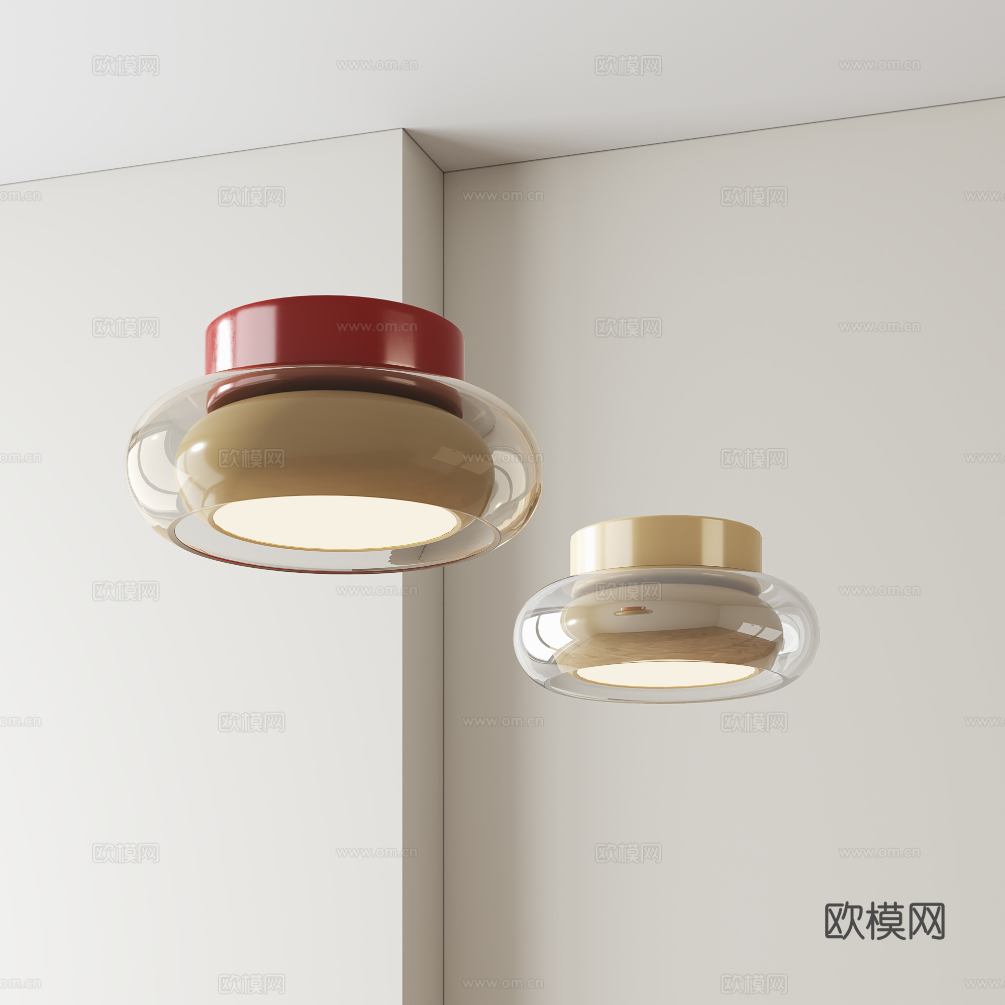 现代玻璃吸顶灯3d模型