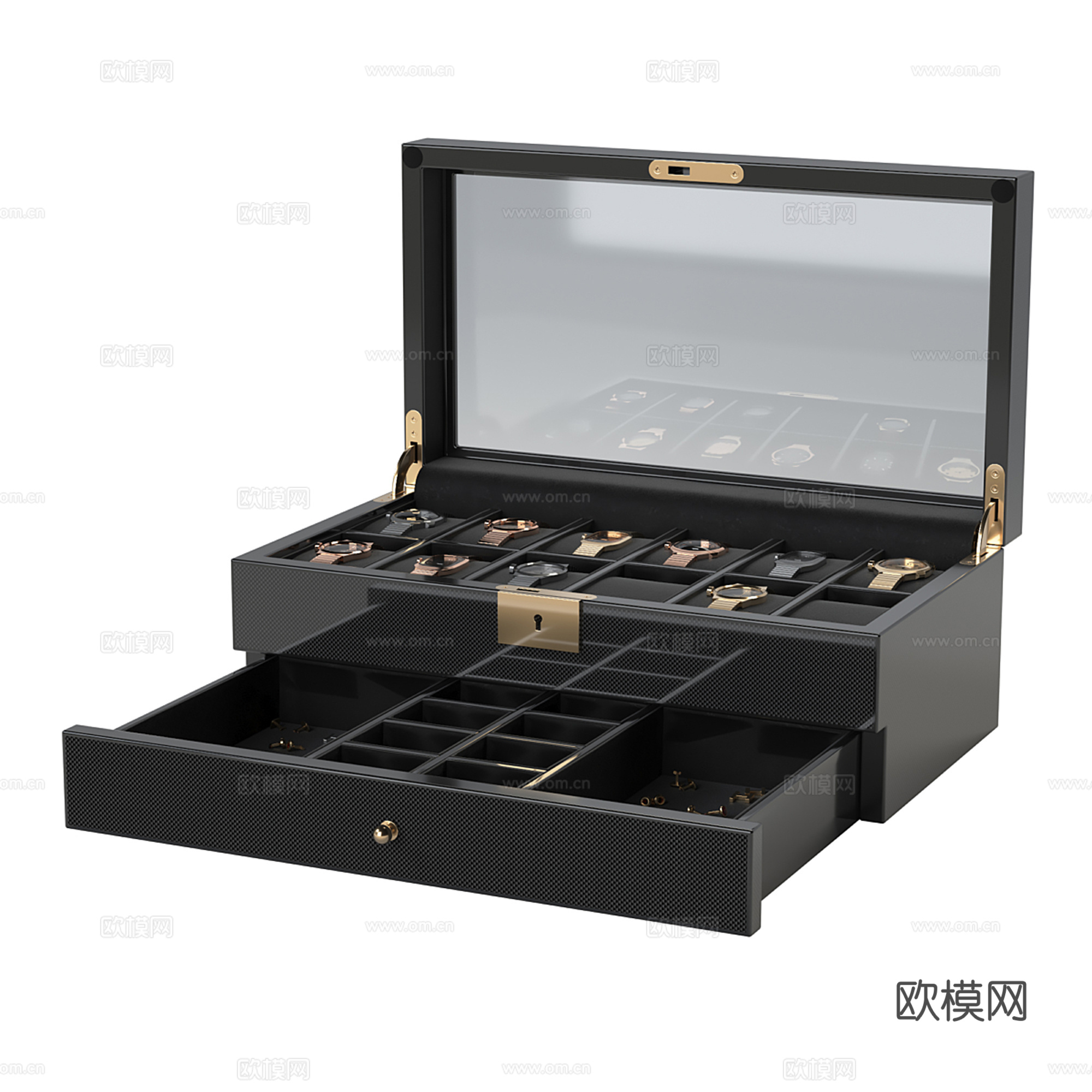 现代轻奢手表展示盒 首饰盒su模型