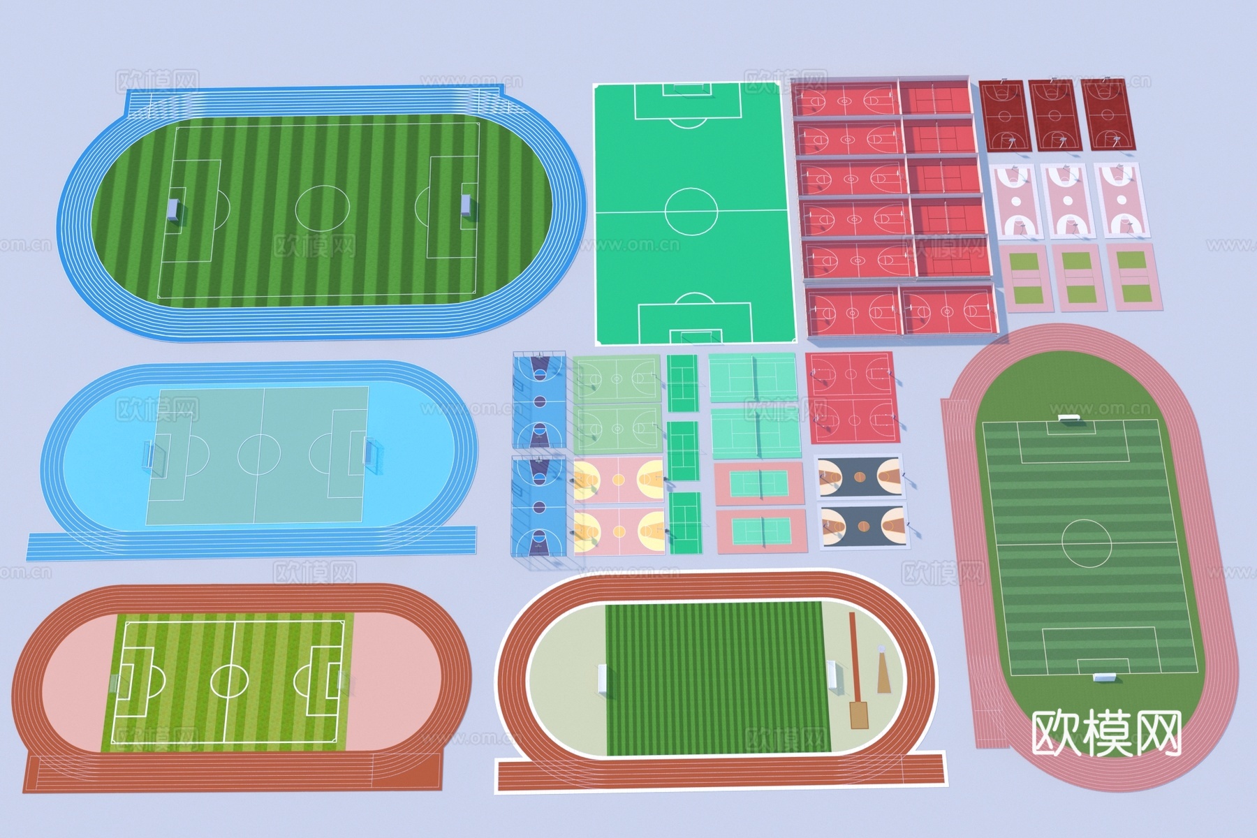 现代学校操场3d模型
