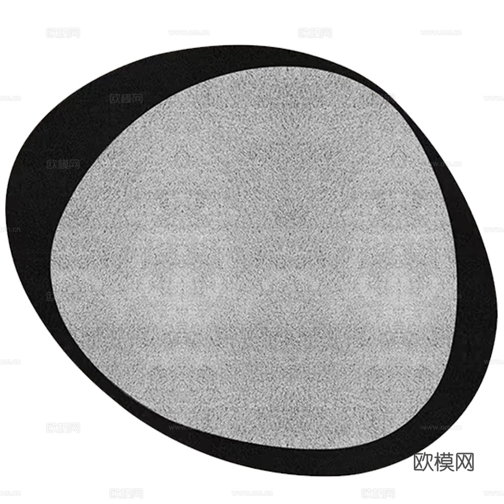 黑灰拼色极简风地毯 异形地毯 椭圆形地毯
