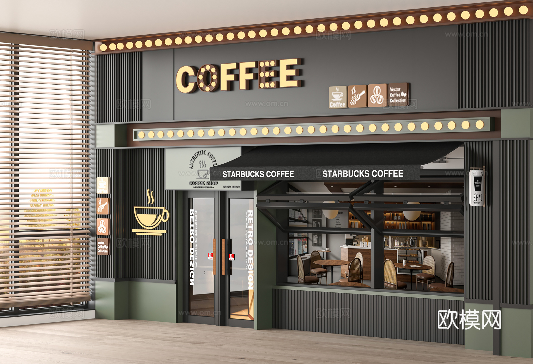 现代咖啡店门头3d模型