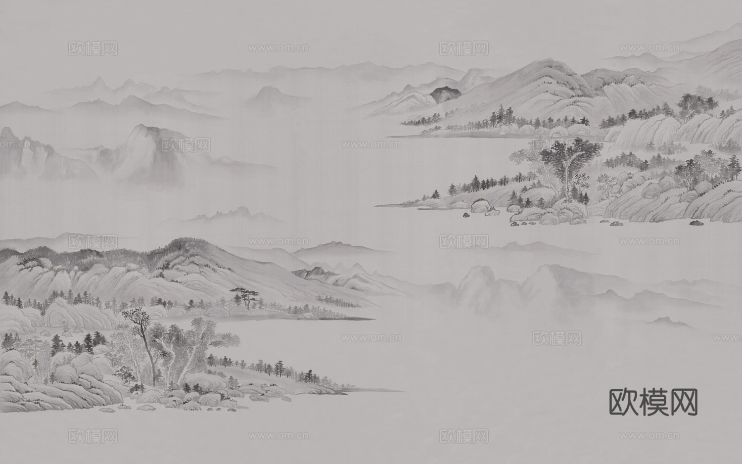 中式新中式高清山水意境壁纸壁画装饰画