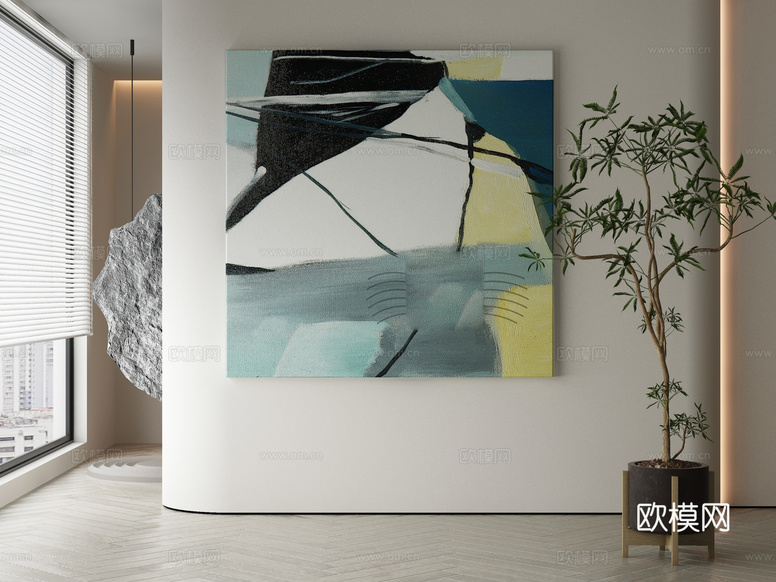 现代侘寂挂画 油画3d模型下载