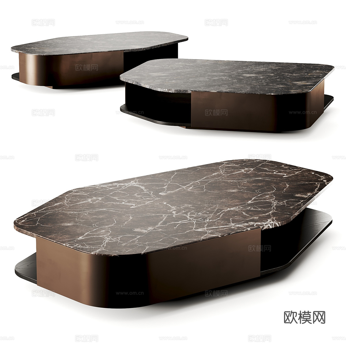 现代意式轻奢大理石茶几3d模型