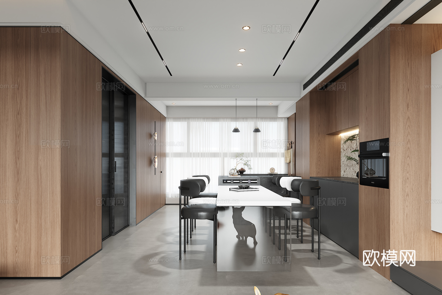 现代 简约 客厅 餐厅 入户 阳台 品茶区3d模型