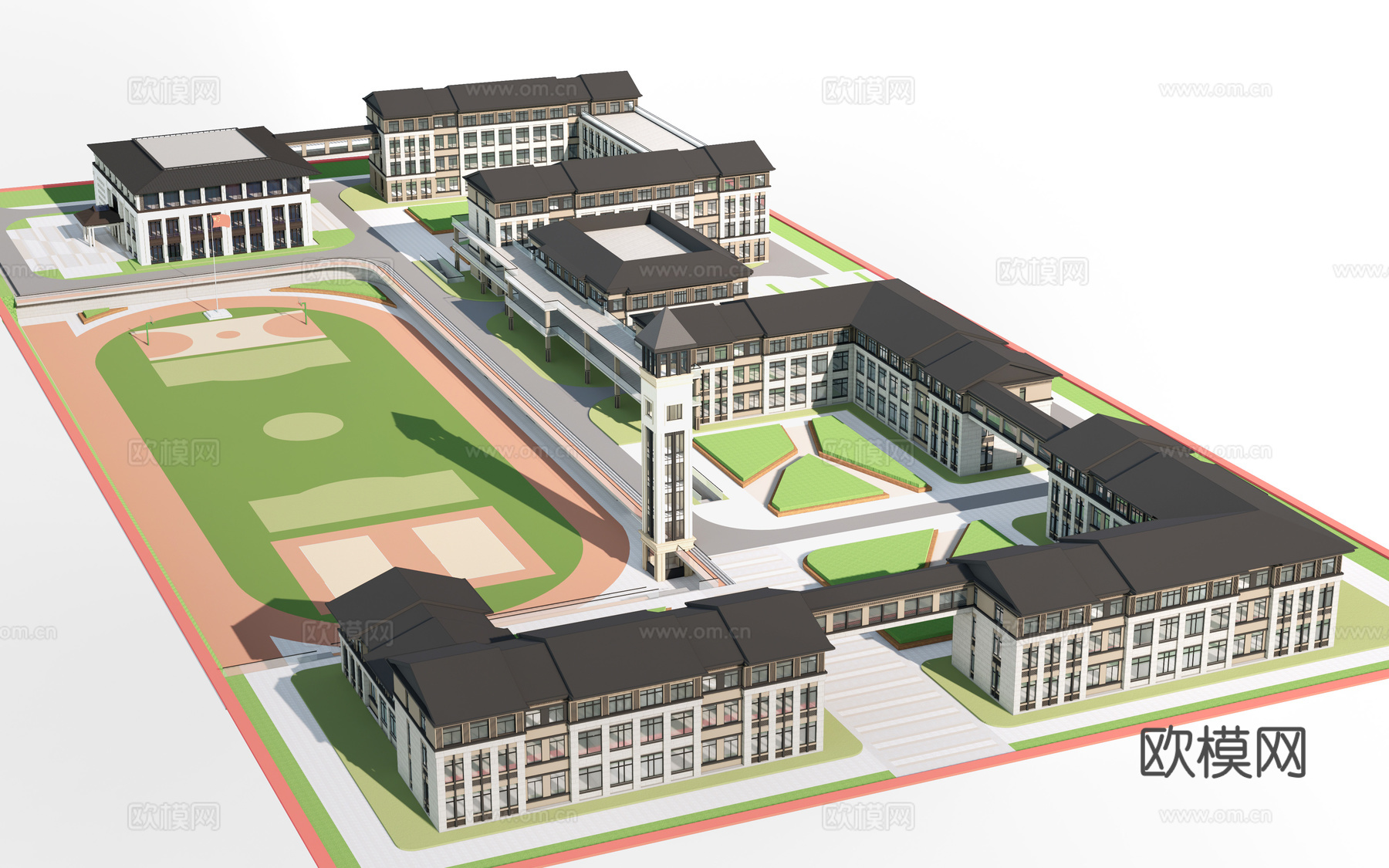 现代学校建筑 教学楼建筑 中小学建筑 行政楼 办公楼su模型