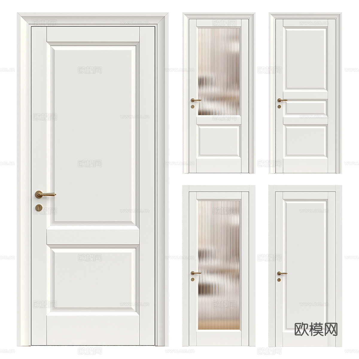 现代奶油风单开门 套装门3d模型