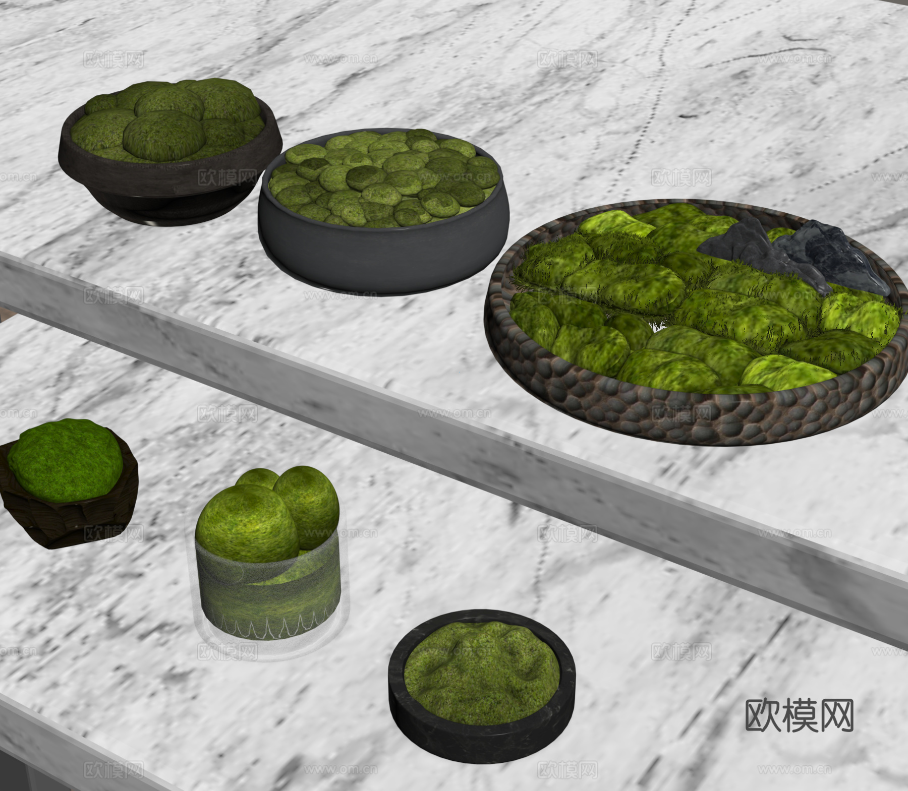 盆栽 盆景 苔藓绿植su模型
