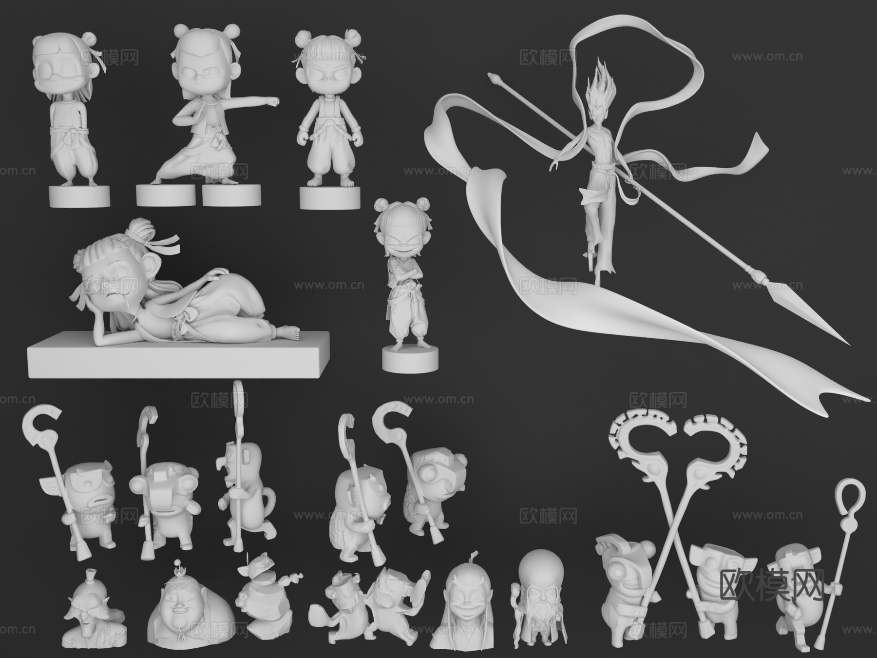 哪吒 敖丙 青铜兽 结界兽 成年哪吒 太乙真人 申公豹3d模型