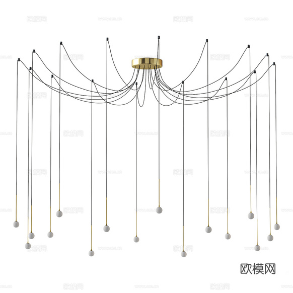 現(xiàn)代意式極簡裝飾吊燈3d模型下載(渲染圖1)