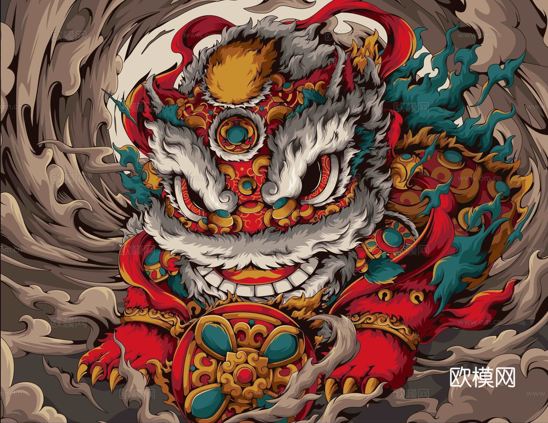 高清中式现代国潮风壁纸壁布壁画