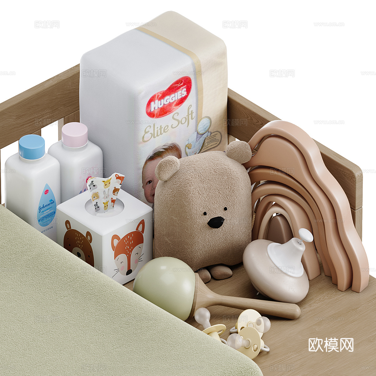 现代奶油风儿童柜3d模型
