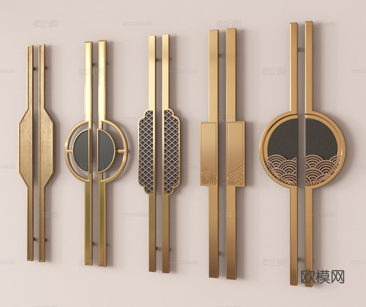 双开门拉手 门把手su模型