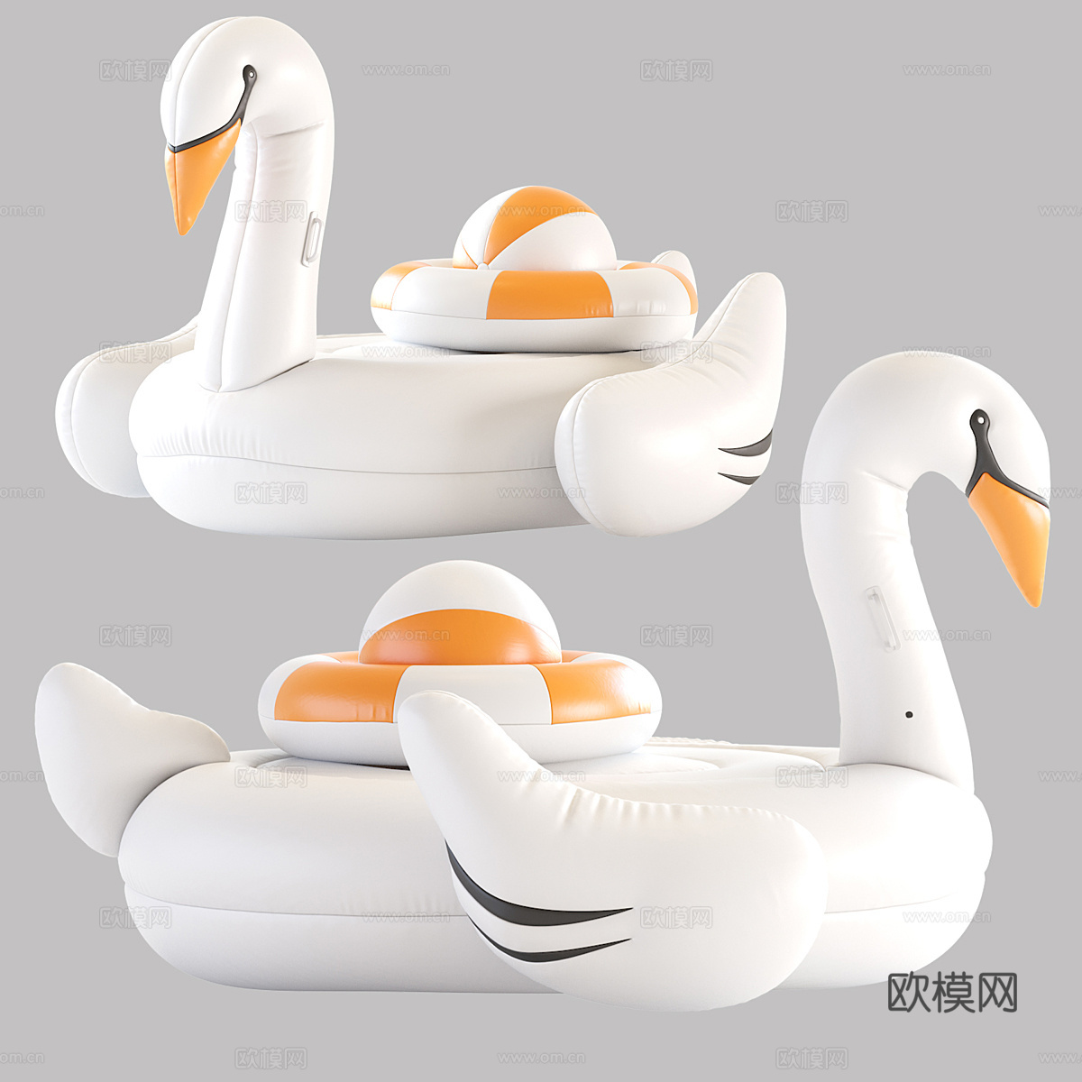 天鹅泳池漂浮物3d模型