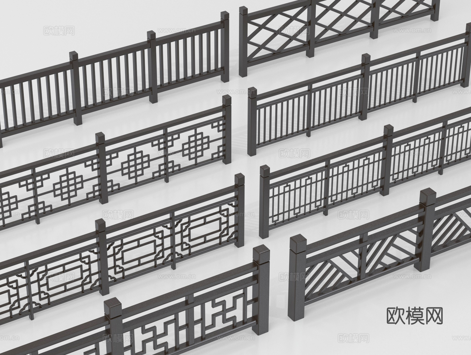木质栏杆 围栏 护栏 栅栏3d模型